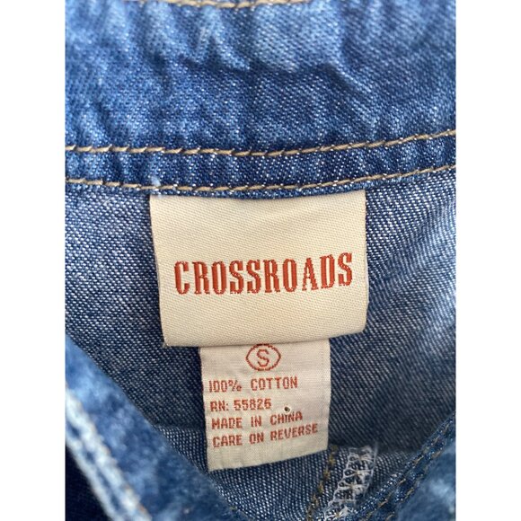 Vintage Crossroads Women’s Blue Denim Overall Dress W/ Pocket Size S 100% Cotton - Picture 5 of 6
